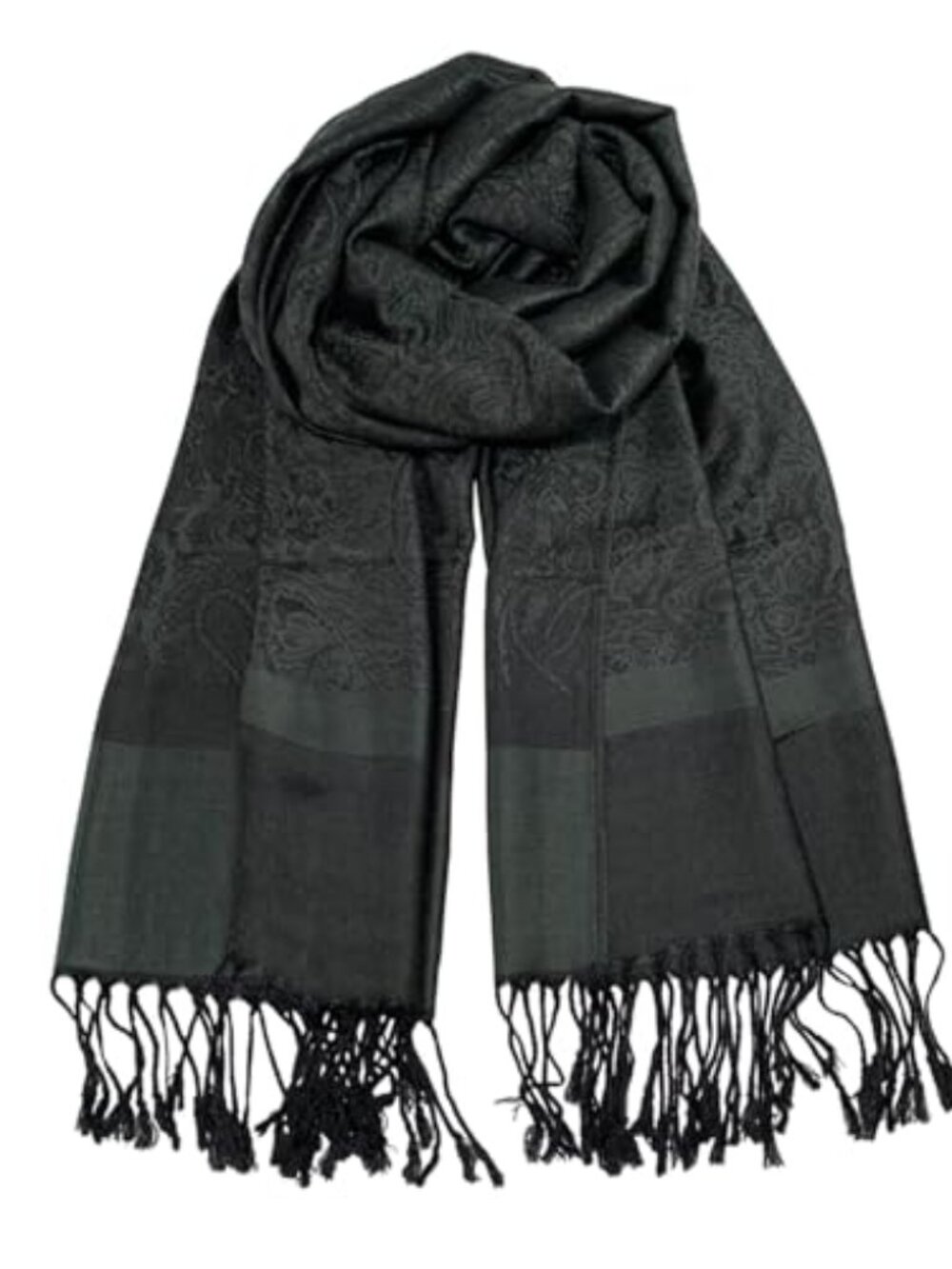 Pashmina Shawls and Wraps w/Fringe Two Tone Vintage Jacquard Paisley‎ Rave Scarf